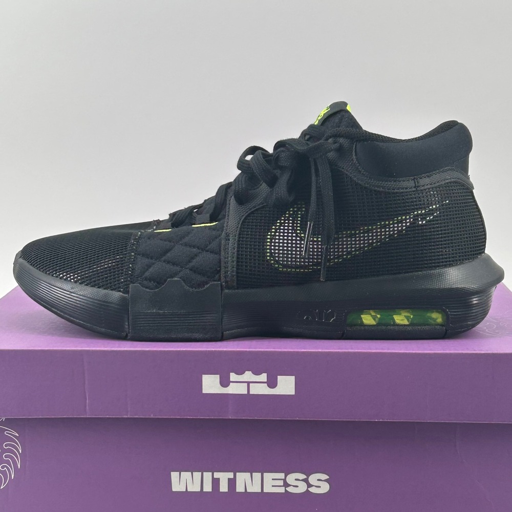Nike LeBron Witness VIII Mens 10.5 Black Volt FB2239-002 Basketball Sneakers